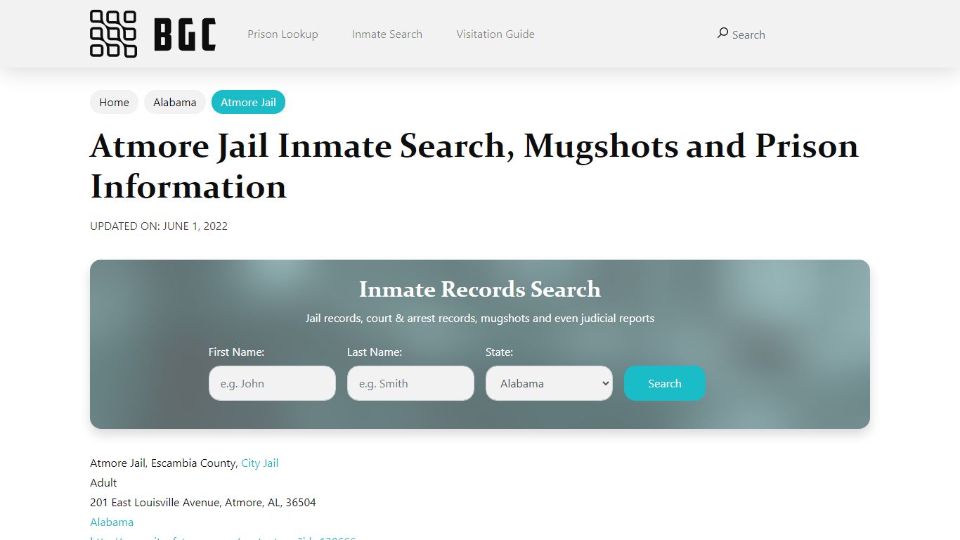 Atmore Jail Inmate Search, Mugshots and Prison Information